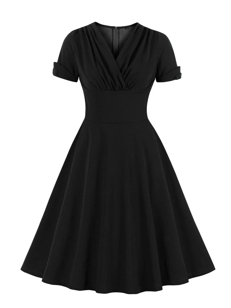 Robe Vintage Grande Taille Noire Nature - Louise Vintage