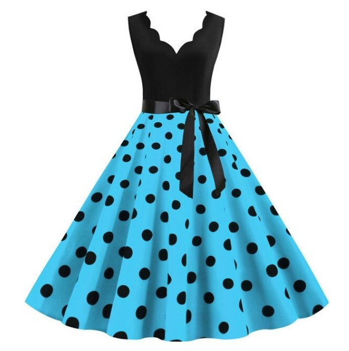 Robe Vintage Grande Taille pas cher bleu - Louise Vintage