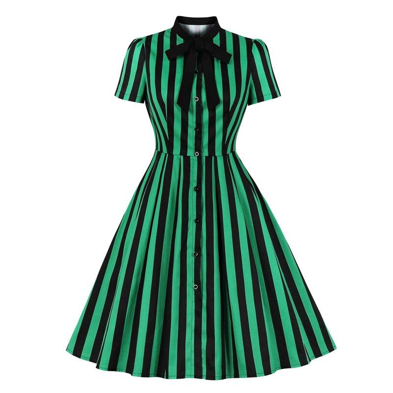 Robe Vintage Grande Taille Rayée Vert - Louise Vintage
