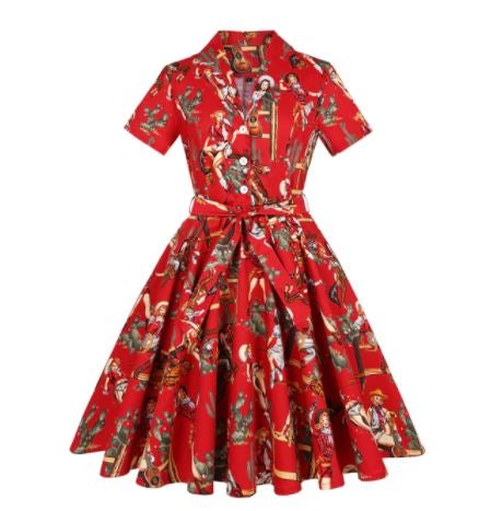 Robe Vintage Grande Taille Rockabilly Bar - Louise Vintage