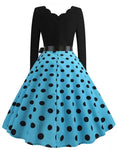 Robe Vintage Grande Taille Rockabilly Bleu pois - Louise Vintage