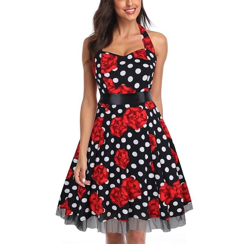 Robe Vintage Grande Taille Rockabilly Noir Roses – Louise Vintage