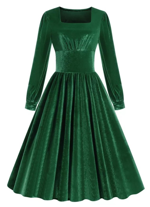 Robe Vintage Grande Taille Satin Verte - Louise Vintage
