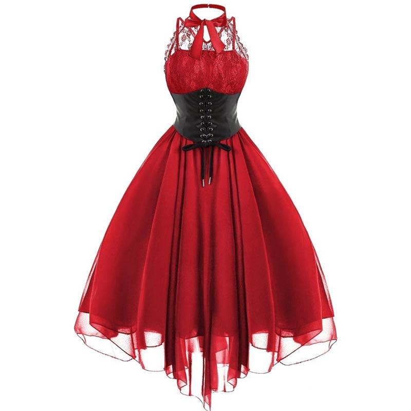 Robe Vintage Grande Taille Steampunk Rouge - Louise Vintage