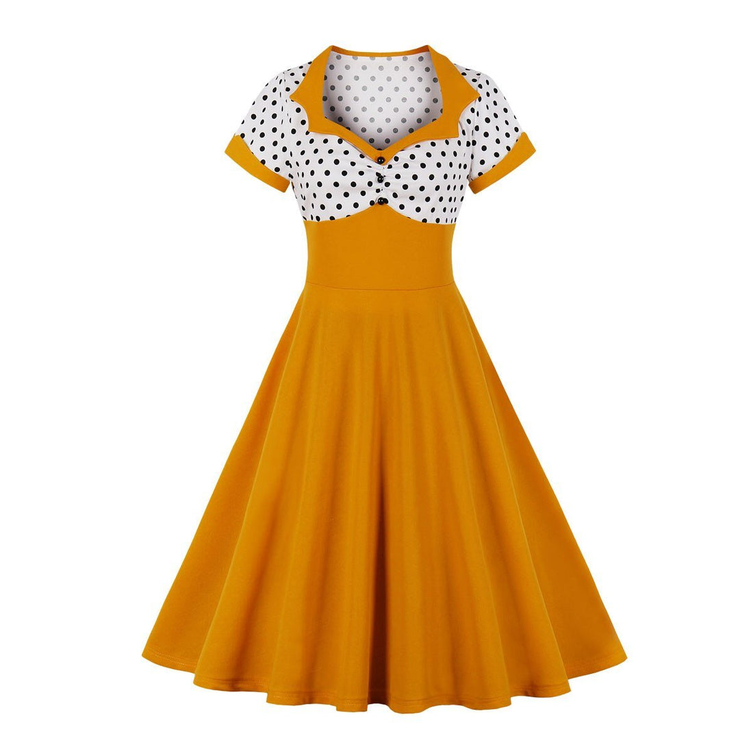 Robe Vintage Grande Taille Swing Orange Blanc - Louise Vintage