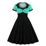 Robe Vintage Grande Taille Swing Vert Noir - Louise Vintage
