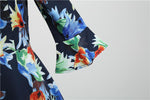 Robe Vintage Hiver Marine Fleurs - Louise Vintage