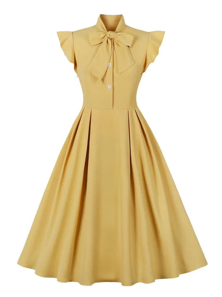 Robe Vintage Jaune Plissée - Louise Vintage