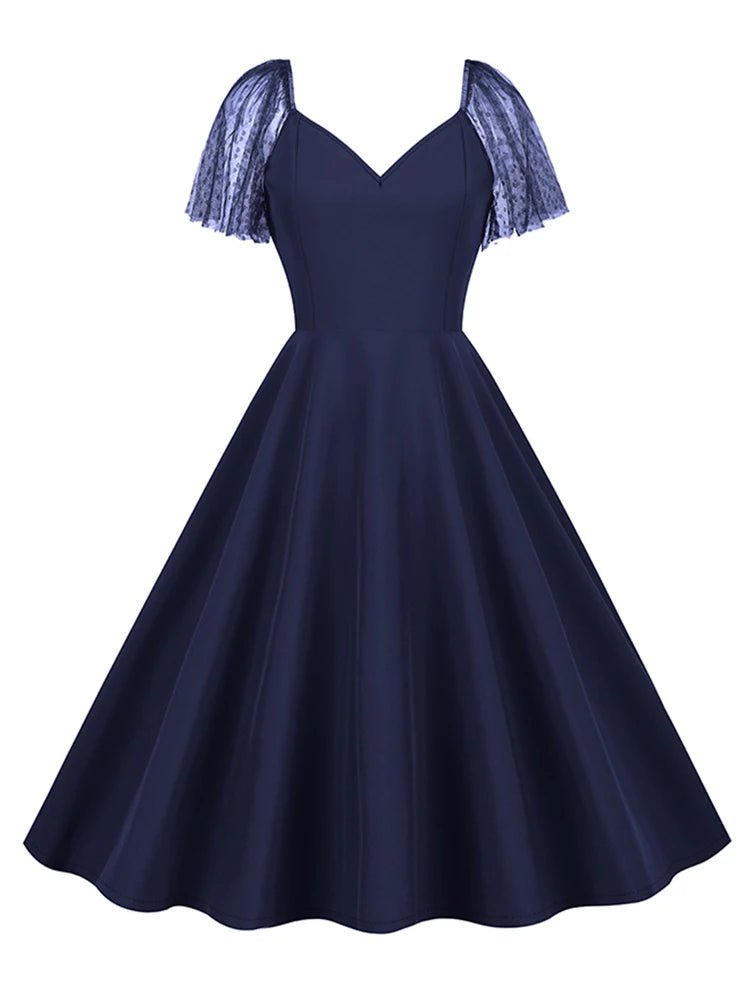 Robe Vintage Marine Col Volant - Louise Vintage