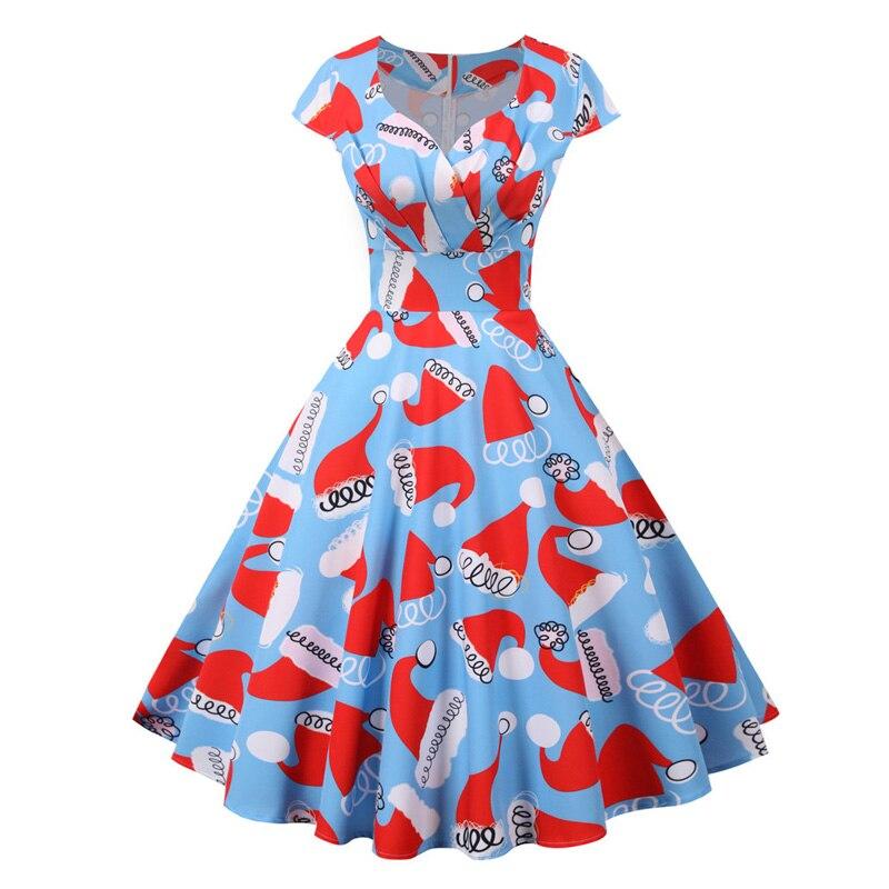 Robe Vintage Noel Grande Taille Bleue - Louise Vintage