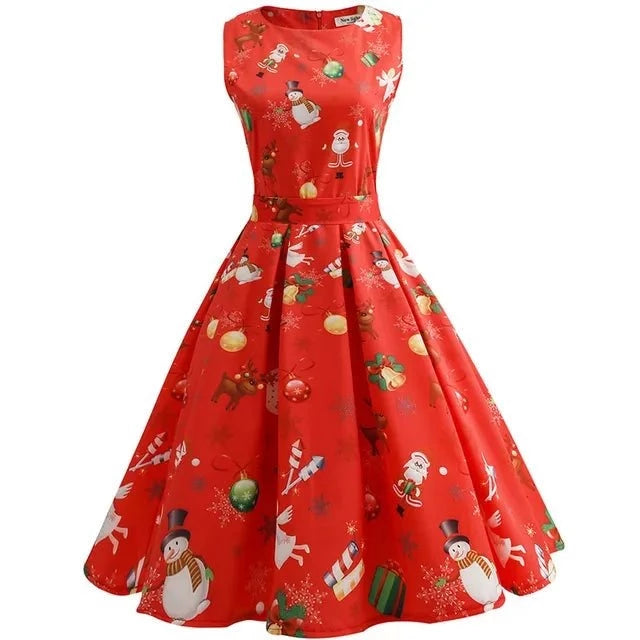 Robe Vintage Noel Rouge - Louise Vintage