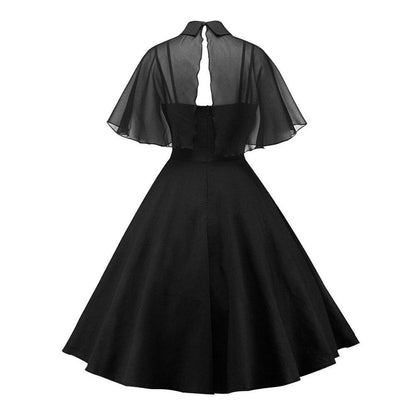 Robe Vintage Noire avec Voile - Louise Vintage