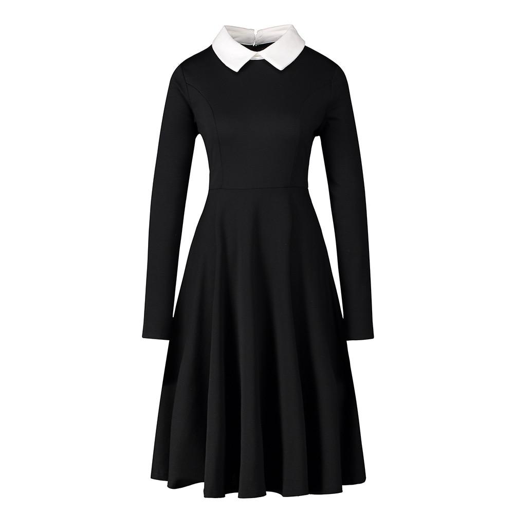 Robe Vintage Noire Col Blanc - Louise Vintage