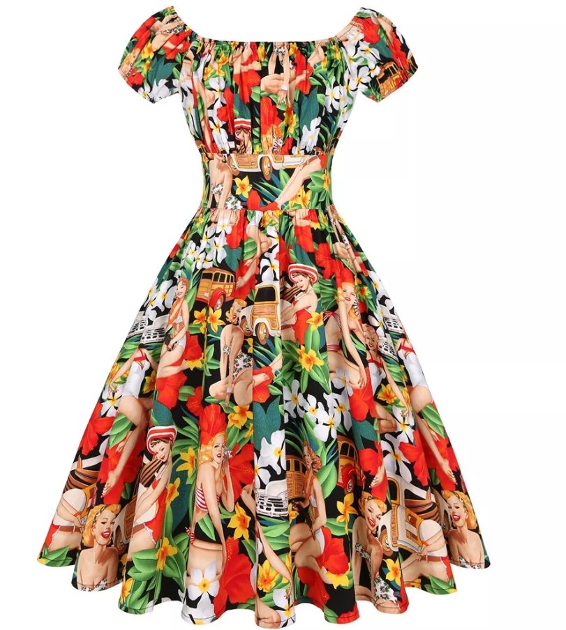 Robe Vintage Pin Up Grande Taille Blanche1