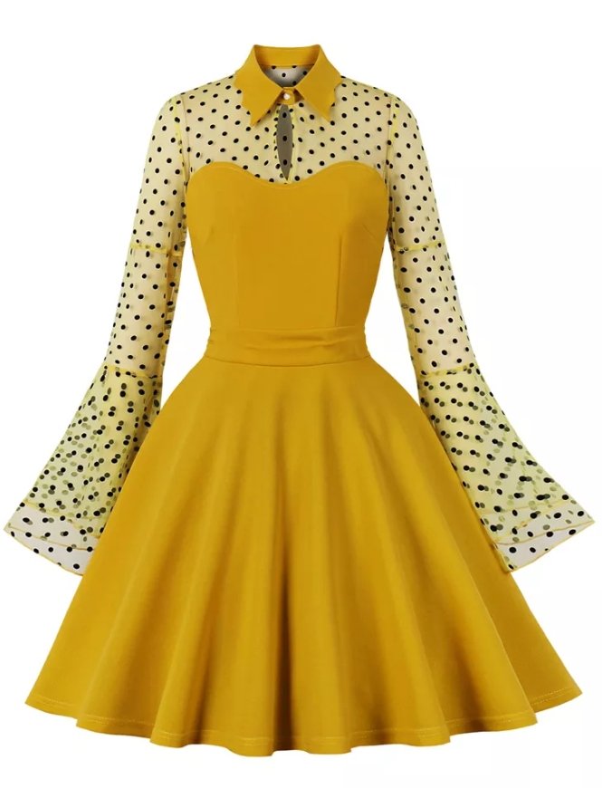 Robe Vintage Pin Up Grande Taille Jaune - Louise Vintage