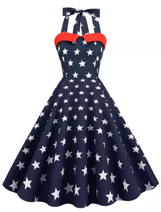 Robe Vintage Pin Up Imprimé USA - Louise Vintage