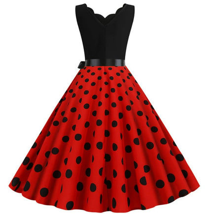 Robe Vintage Pin Up Pas Cher Pois Noirs - Louise Vintage