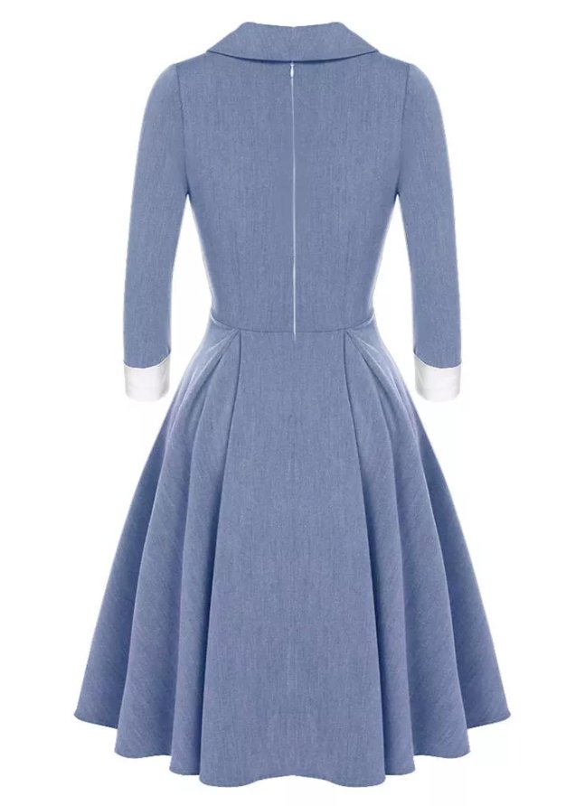 Robe Vintage Plissée Bleue - Louise Vintage