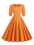 Robe Vintage Plissée Orange - Louise Vintage