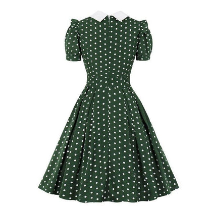 Robe Vintage Pois Verte - Louise Vintage