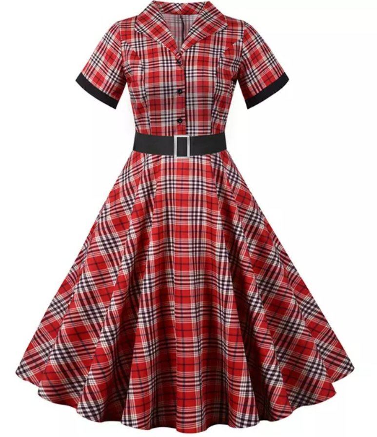 Robe Vintage Rayée Rouge et Noir - Louise Vintage