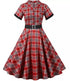 Robe Vintage Rayée Rouge et Noir - Louise Vintage