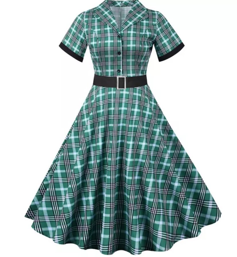 Robe Vintage Rayée Vert et Noir - Louise Vintage