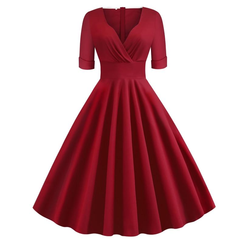 Robe Vintage Rockabilly 50s Carmin - Louise Vintage