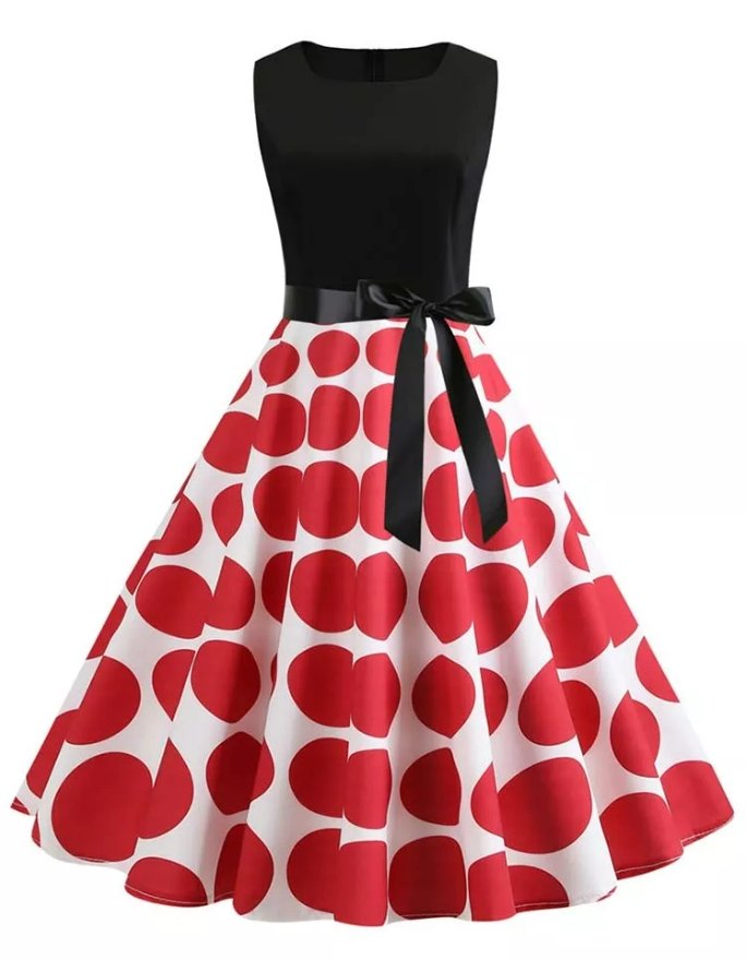 Robe Vintage Rockabilly Rouge et Noire - Louise Vintage