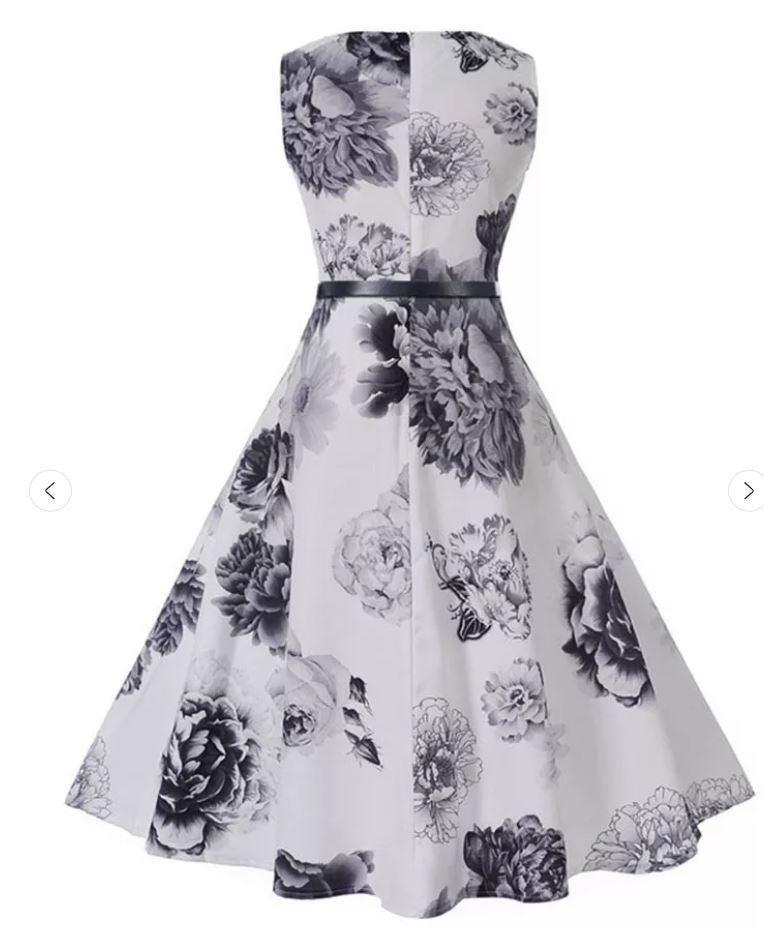 Robe Vintage Romantique Marine Blanc - Louise Vintage