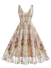 Robe Vintage Rose Brodée