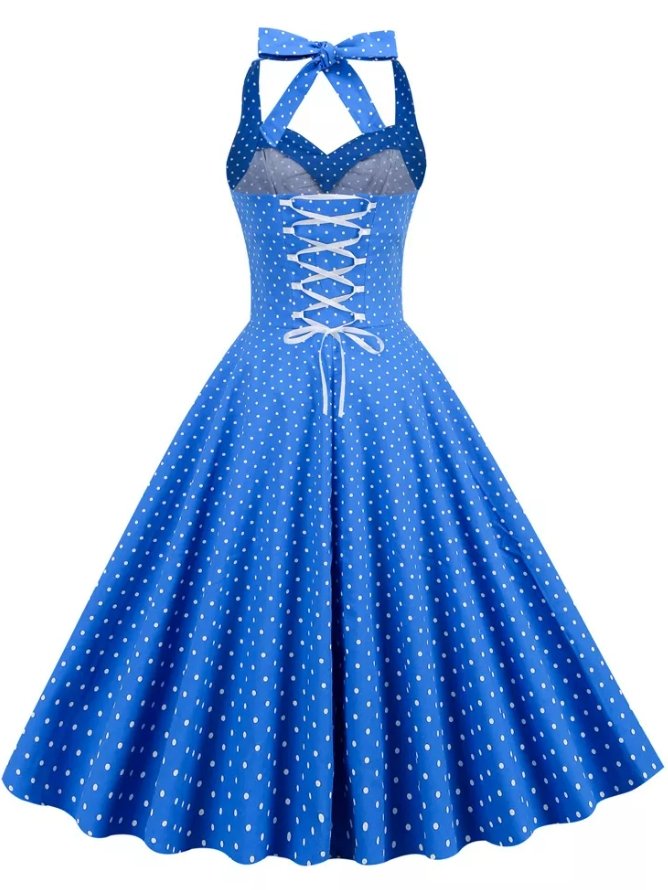 1950s Vintage Party Dress For Toddler Girls 1950s Pinup Style Dress - Halter Neck A-Line Swing Dress With Bow 50s Pinup Dress For Girls 1950s Vintage Party Dress For Toddler Girls 1950s Pinup Style Dress - Halter Neck A-Line Swing Dress With Bow 50s Pinup Dress For Girls