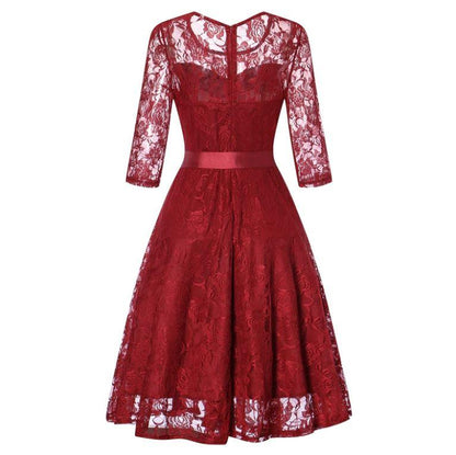 Robe vintage soirée manches longues rouge - Louise Vintage