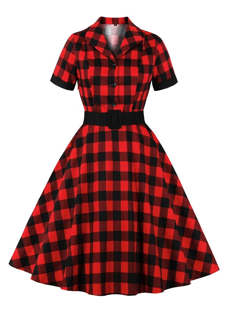 Robe Vintage Taille Haute Carreaux - Louise Vintage