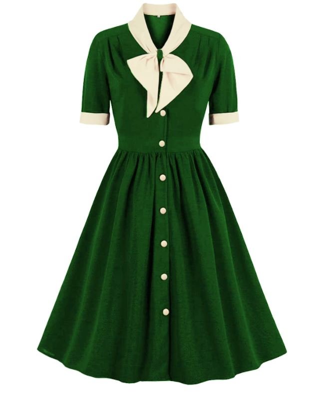 Robe Vintage Taille Haute Vert - Louise Vintage