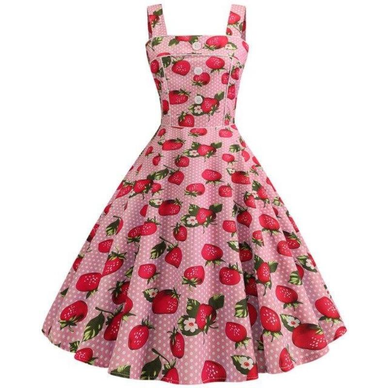 Robe Vintage<br> 1950 Rose Fraises - Louise Vintage