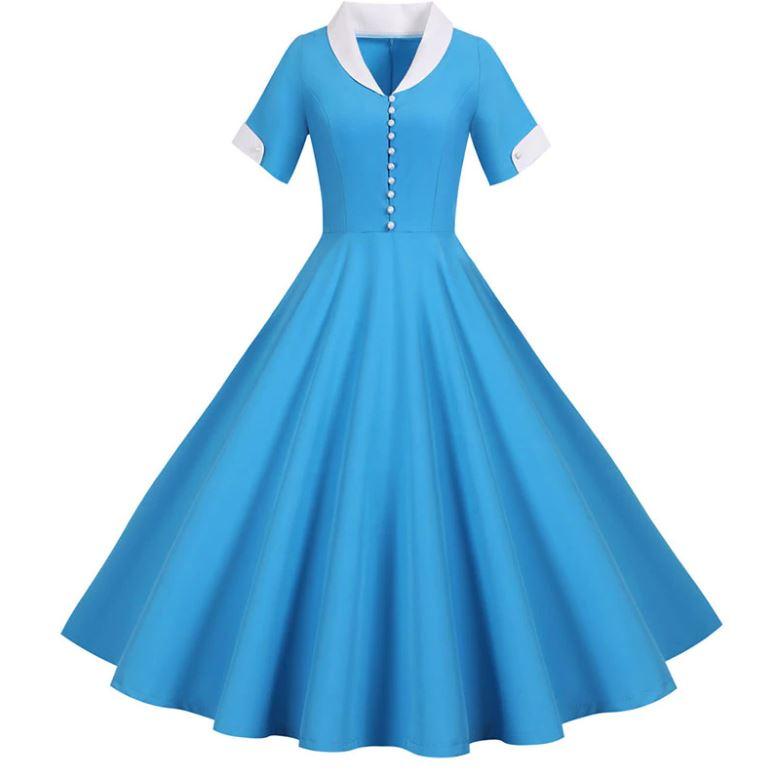 Robe Vintage<br> 50s Bleu ciel - Louise Vintage