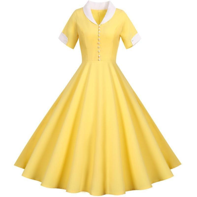 Robe Vintage<br> 50s Jaune - Louise Vintage