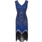 Robe Vintage<br> Années 20 Bleu Cocktail - Louise Vintage