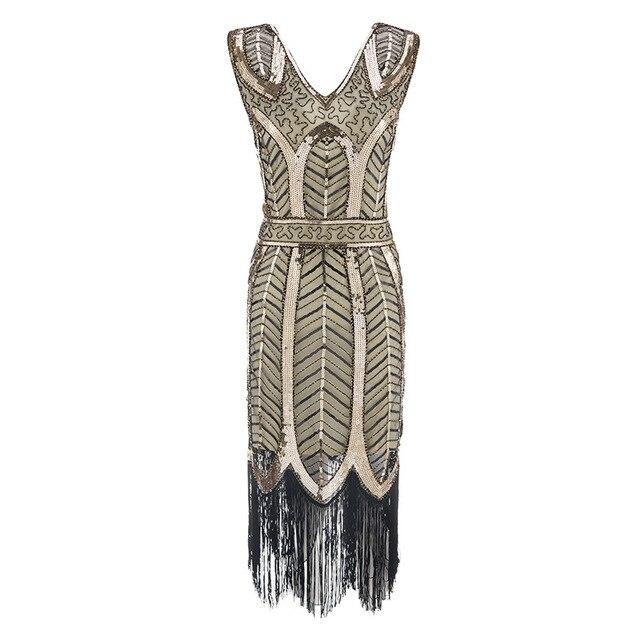 Robe Vintage<br> Années 20 Gatsby Beige - Louise Vintage