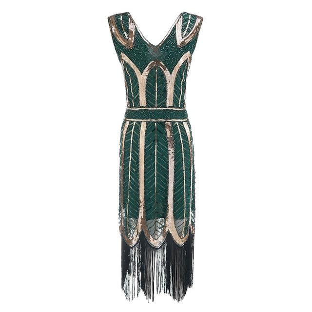 Robe Vintage&lt;br&gt; Années 20 Gatsby Vert - Louise Vintage