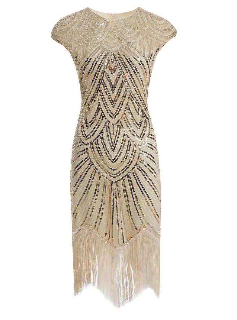 Robe Vintage<br> Années 20 Grande Taille Art Déco Beige - Louise Vintage