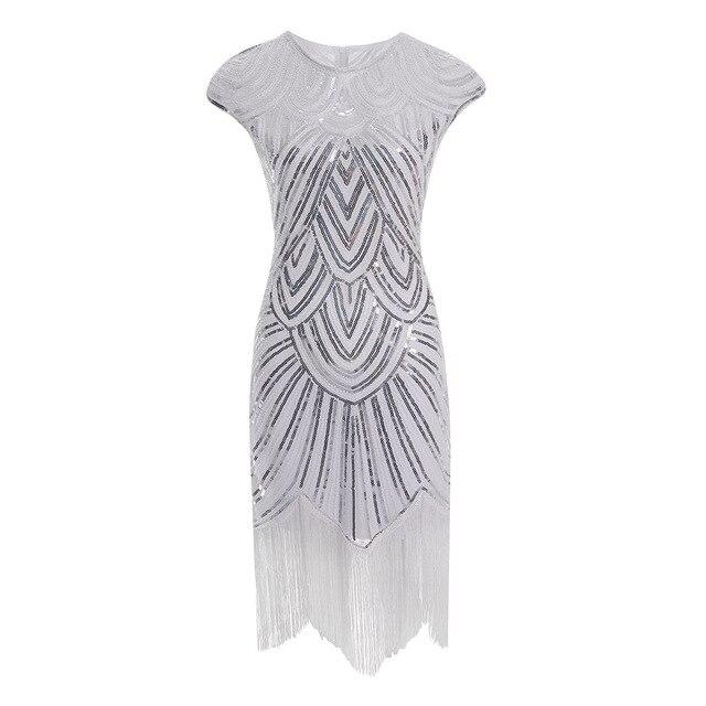 Robe Vintage<br> Années 20 Grande Taille Art Déco Blanc - Louise Vintage