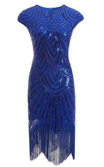 Robe Vintage<br> Années 20 Grande Taille Art Déco Bleu - Louise Vintage