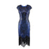 Robe Vintage<br> Années 20 Grande Taille Art Déco Bleu Noir - Louise Vintage