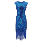 Robe Vintage<br> Années 20 Grande Taille Art Déco Bleue - Louise Vintage