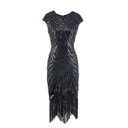 Robe Vintage&lt;br&gt; Années 20 Grande Taille Art Déco Noir - Louise Vintage