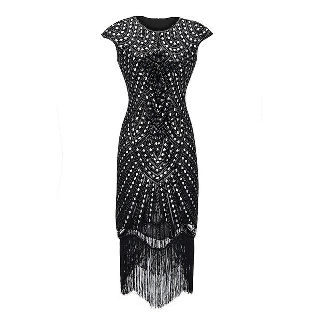 Robe Vintage<br> Années 20 Grande Taille Art Déco Noir Blanc - Louise Vintage