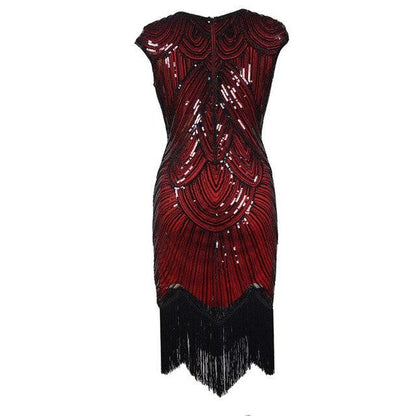 Robe Vintage&lt;br&gt; Années 20 Grande Taille Art Déco Rouge Noir - Louise Vintage