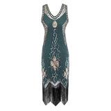 Robe Vintage<br> Années 20 Grande Taille Charleston Vert - Louise Vintage